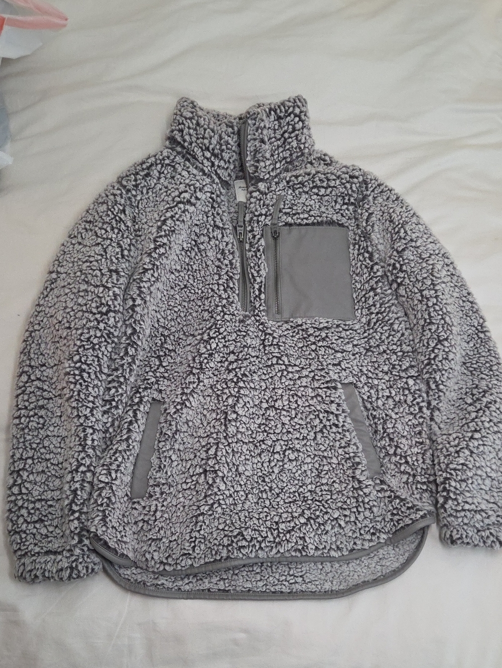 Abercrombie & Fitch Gray Sherpa Pullover Jacket